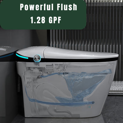 Premium Intelligent Toilet with Integrated Bidet, Auto Open/Close Seat, Foot Sensor, LED Display, Night Light, Warm Water & Dryer in Sleek White Finish