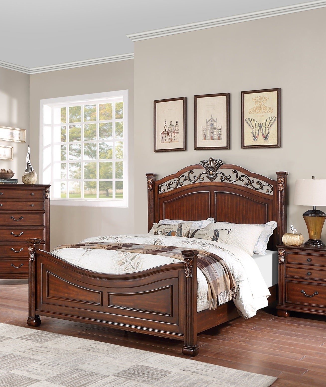 Elegant Dark Cherry Tufted Faux Leather Eastern King Size Bed with Headboard and Footboard