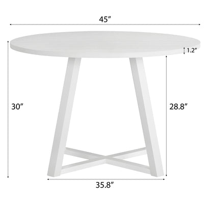 Modern Round Sturdy Dining Table With Trestle Base White