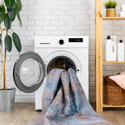 Machine Washable 2x3 Low-Pile Area Rug with Non-Slip Back, Kid & Pet Friendly, Polyester - Yellow