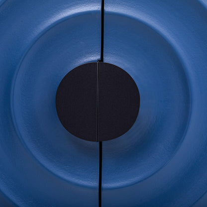 U-Style Storage Cabinet Sideboard Wooden Cabinet with Stunning Water Wave Door Design, Rubberwood Veneer and Adjustable Shelves,Suitable for Living Rooms, Entrance and Study Rooms, Blue