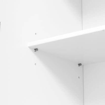 Tall White Farmhouse Kitchen Pantry - 77" Freestanding Storage Cabinet with Adjustable Shelves, Door Shelves, and Drawers