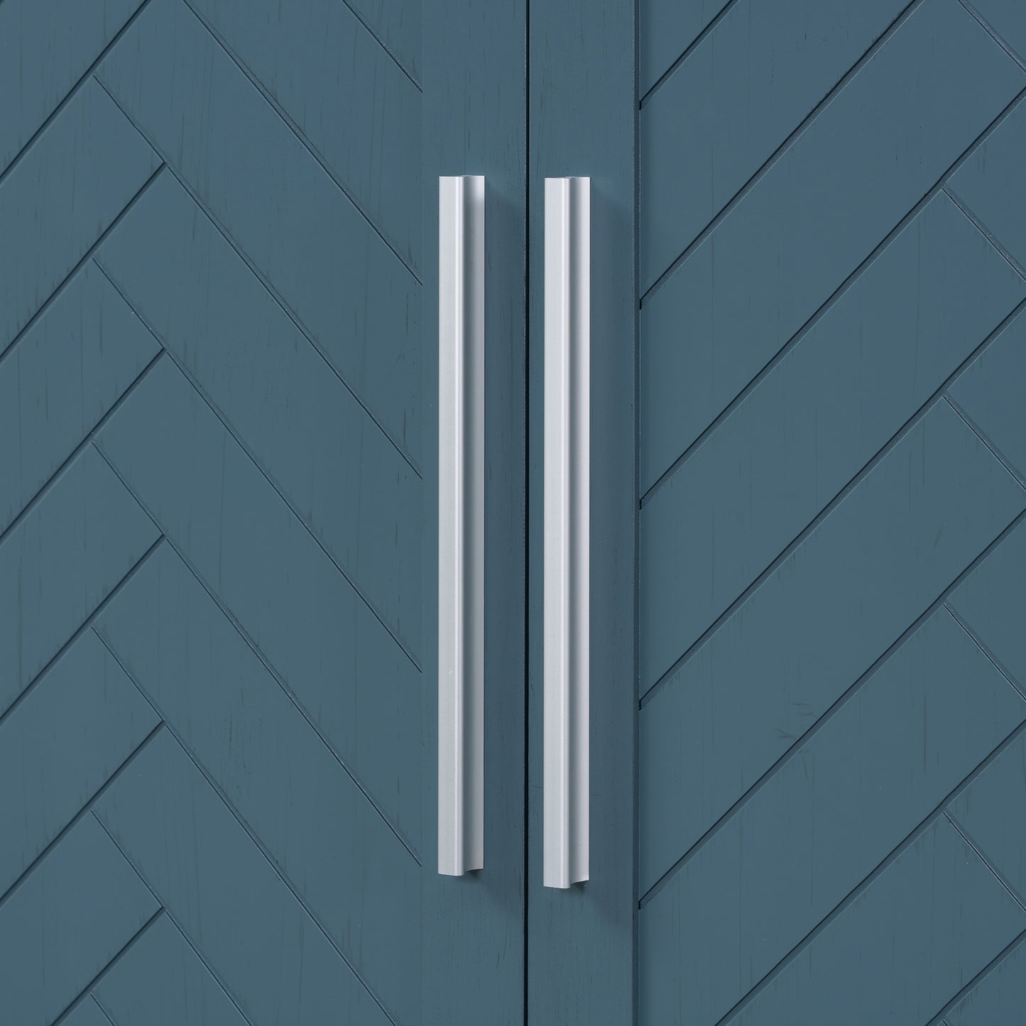 TREXM Sideboard with 4 Doors Large Storage Space Buffet Cabinet with Adjustable Shelves and Silver Handles for Kitchen, Dining Room, Living Room (Antique Blue)