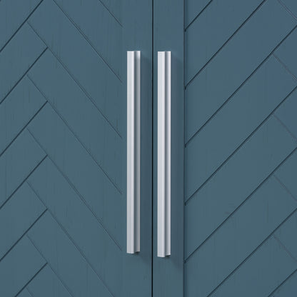 TREXM Sideboard with 4 Doors Large Storage Space Buffet Cabinet with Adjustable Shelves and Silver Handles for Kitchen, Dining Room, Living Room (Antique Blue)