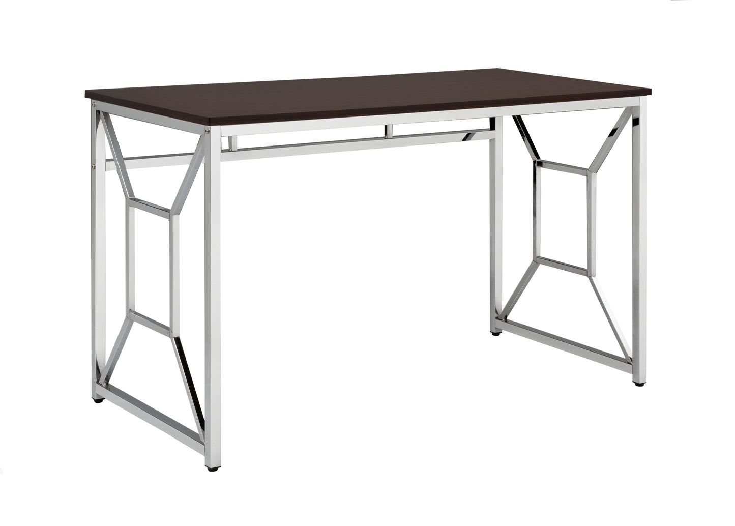 Contemporary Brown MDF/Chrome Office Desk with H-Shape Base