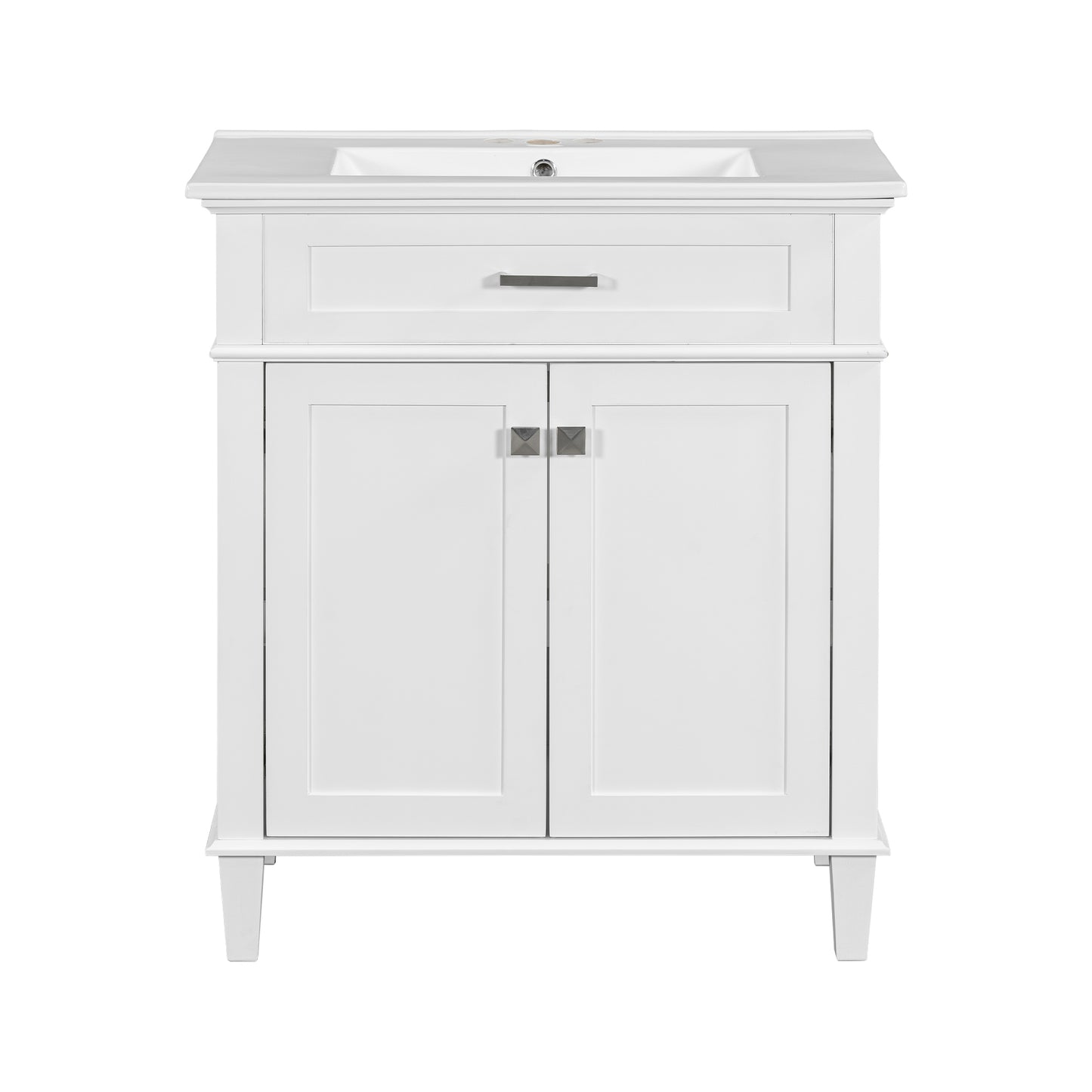 Stylish 30-Inch Bathroom Vanity with Elegant Ceramic Sink, Soft Close Doors, and Adjustable Storage Shelves