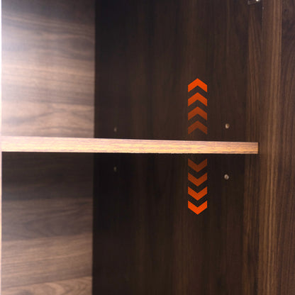 Walnut Brown Rolling Kitchen Island with Drop Leaf, Trash Can Storage, Spice & Towel Racks, and Adjustable Shelves