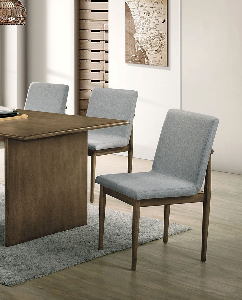 Set of 2 Mid-Century Dining Chairs, Solid Wood Frame, Upholstered Seats, 19W x 22.75D x 34.5H Light Gray