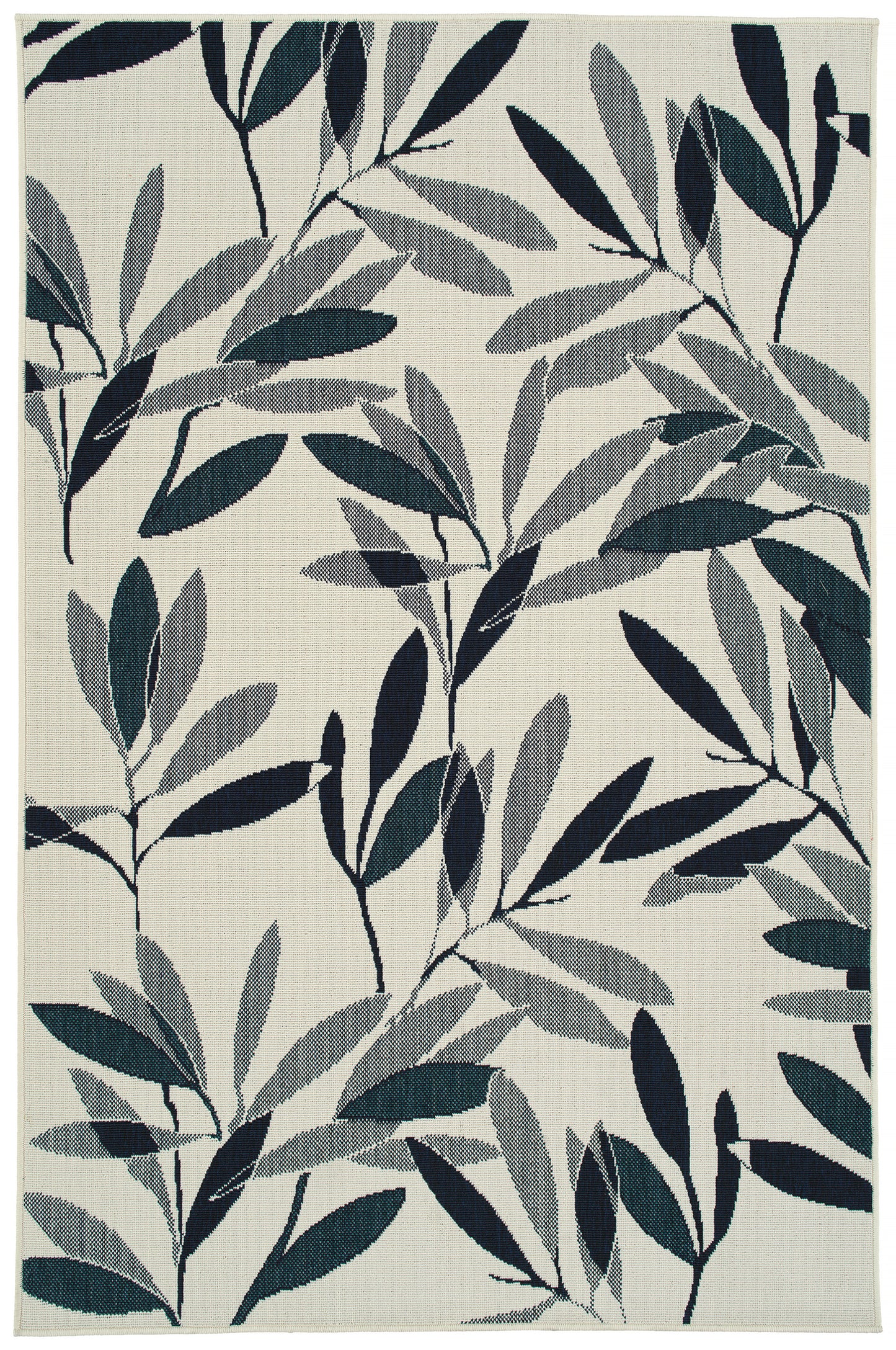 Textured Cut-Pile Modern Area Rug, 5'3" x 7'6", Polypropylene, Indoor/Outdoor, Fade-Resistant Ivory