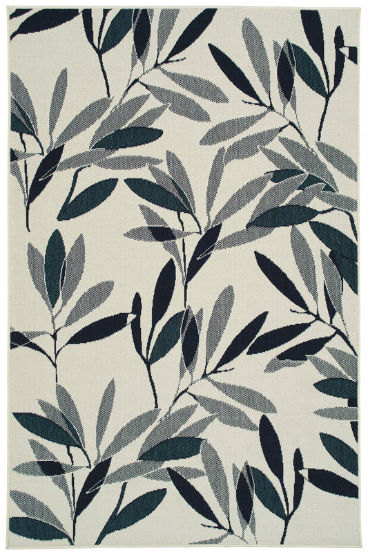 Textured Cut-Pile Modern Area Rug, 5'3" x 7'6", Polypropylene, Indoor/Outdoor, Fade-Resistant Ivory