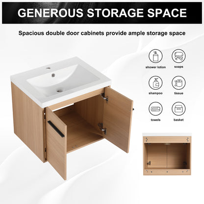American Design 24-Inch Oak Bathroom Vanity with Resin Sink and 2-Door Cabinet