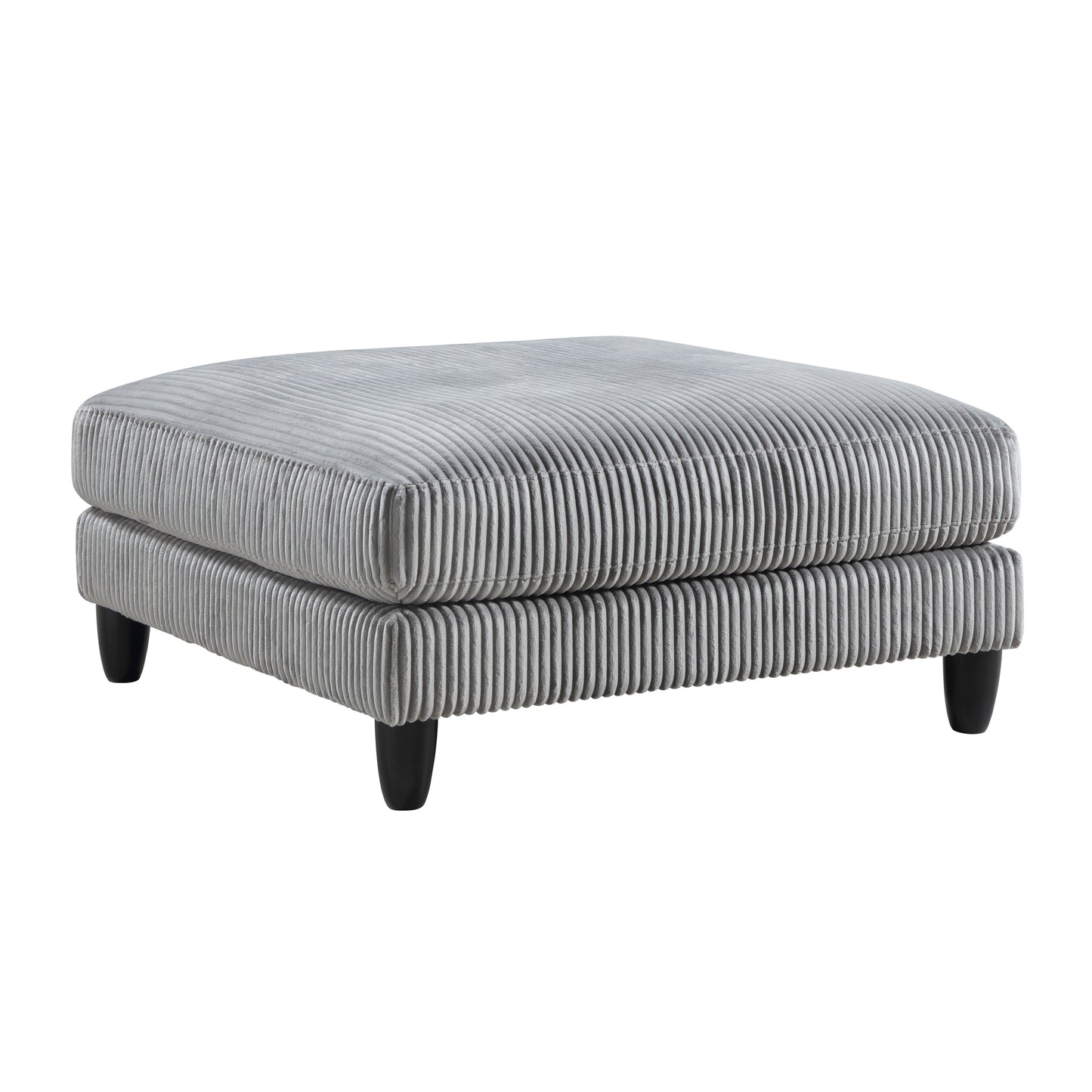 40x40x20-Inch Corduroy Upholstered Living Room Ottoman with Soft Cushion, Solid Wood Legs, Gray