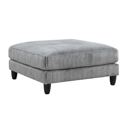40x40x20-Inch Corduroy Upholstered Living Room Ottoman with Soft Cushion, Solid Wood Legs, Gray