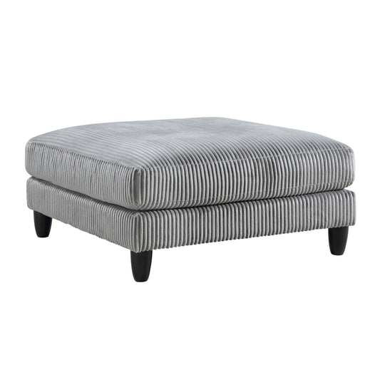 40x40x20-Inch Corduroy Upholstered Living Room Ottoman with Soft Cushion, Solid Wood Legs, Gray