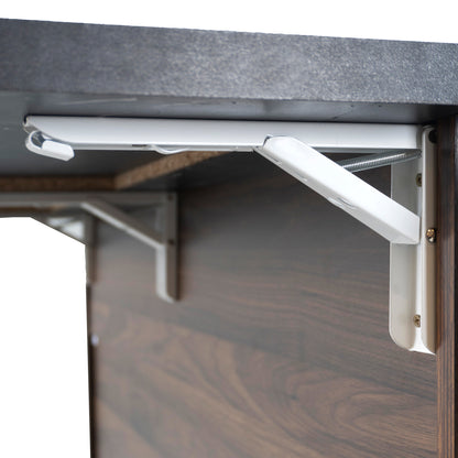 Walnut Brown Rolling Kitchen Island with Drop Leaf, Trash Can Storage, Spice & Towel Racks, and Adjustable Shelves