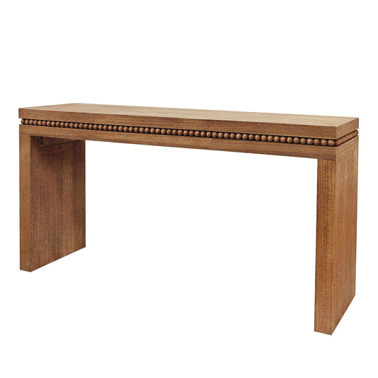 Rustic Beaded-Trim Console Table, 64L x 14W x 32H, Distressed Finish, Hallway/Entryway, Antique Natural