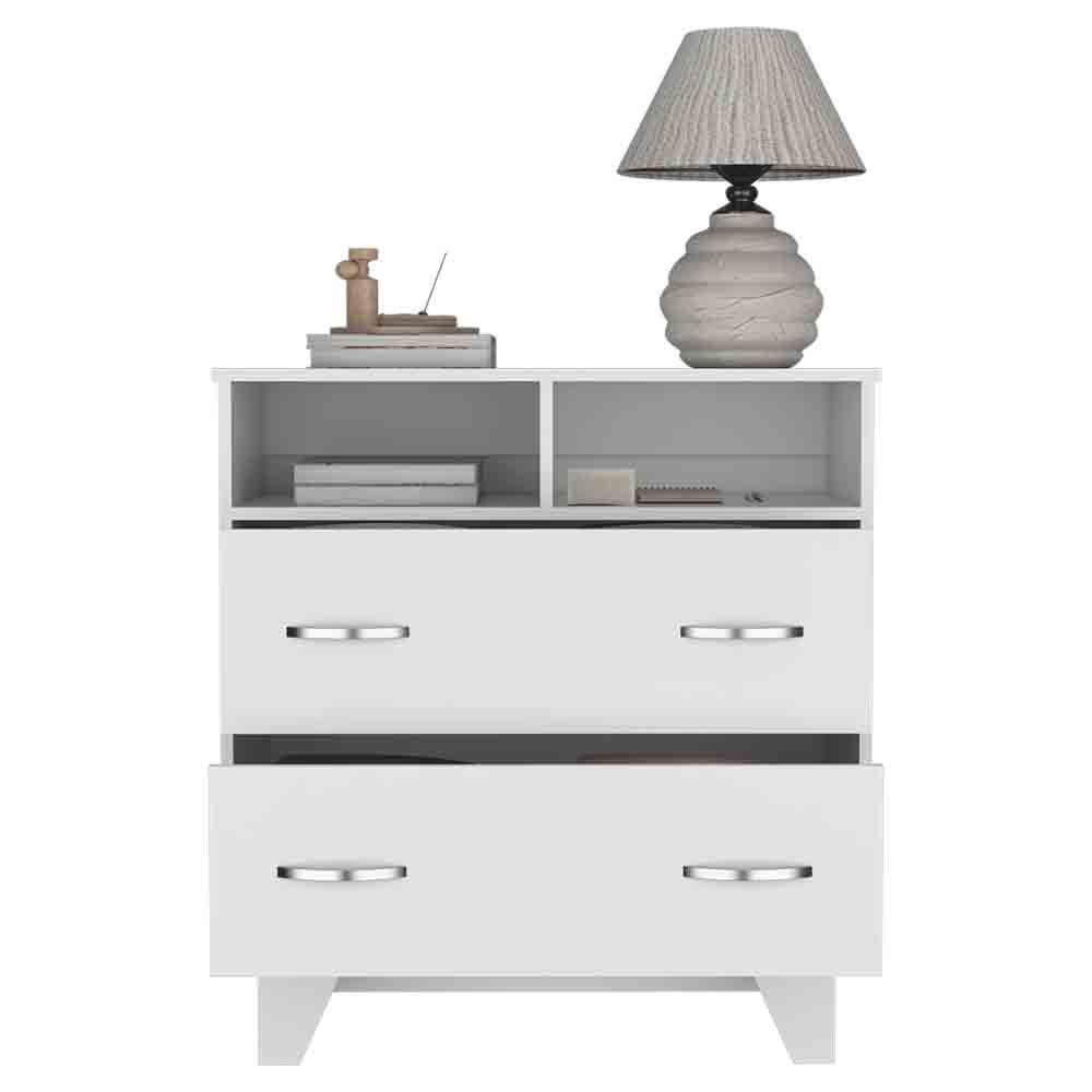 Double Drawer Nightstand Arabi, Bedroom, White