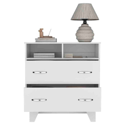 Double Drawer Nightstand Arabi, Bedroom, White