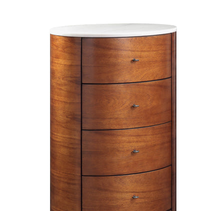 Elegant Walnut Chest of Drawers with Marble Top and Smooth Ball Bearing Glides