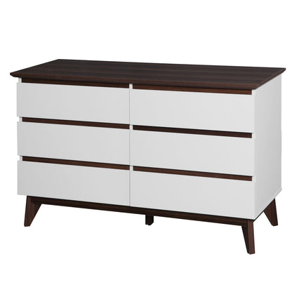Modern 6-Drawer White Dresser for Bedroom and Living Room, Multi-Functional Storage Chest with Spacious Drawers, 47.2'' W x 15.74'' D x 30.7'' H