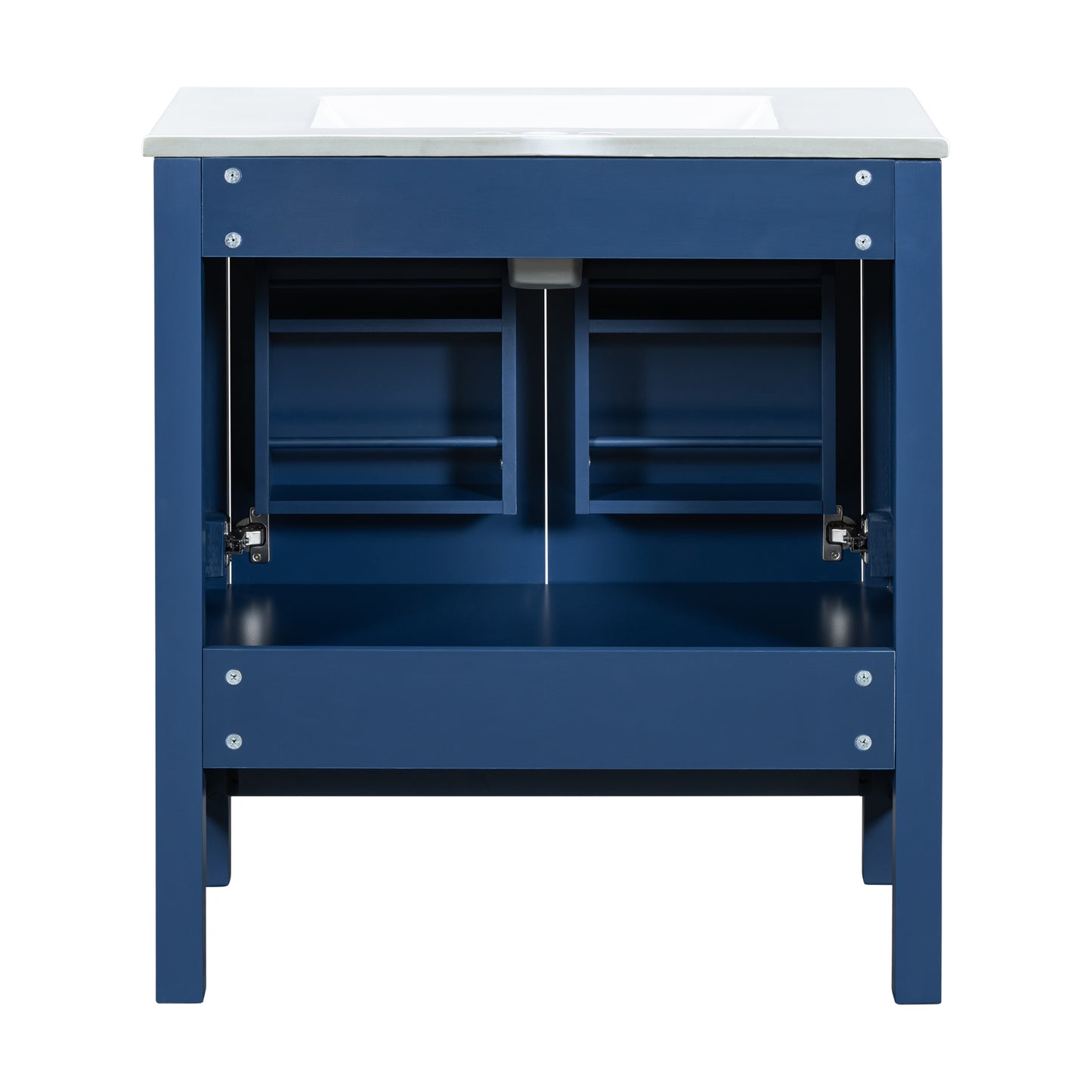30-Inch Elegant Blue Bathroom Vanity with Ceramic Sink, Stylish Storage Cabinet Featuring Soft-Close Doors and Multifunctional Drawers