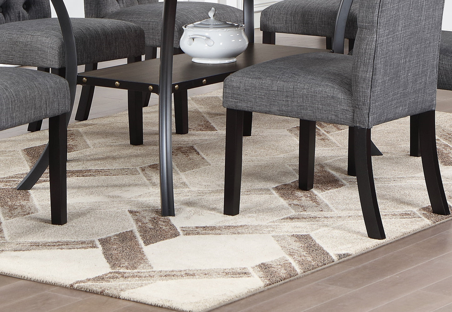 Rectangular Dining Table Rubberwood Nailhead Storage Finish