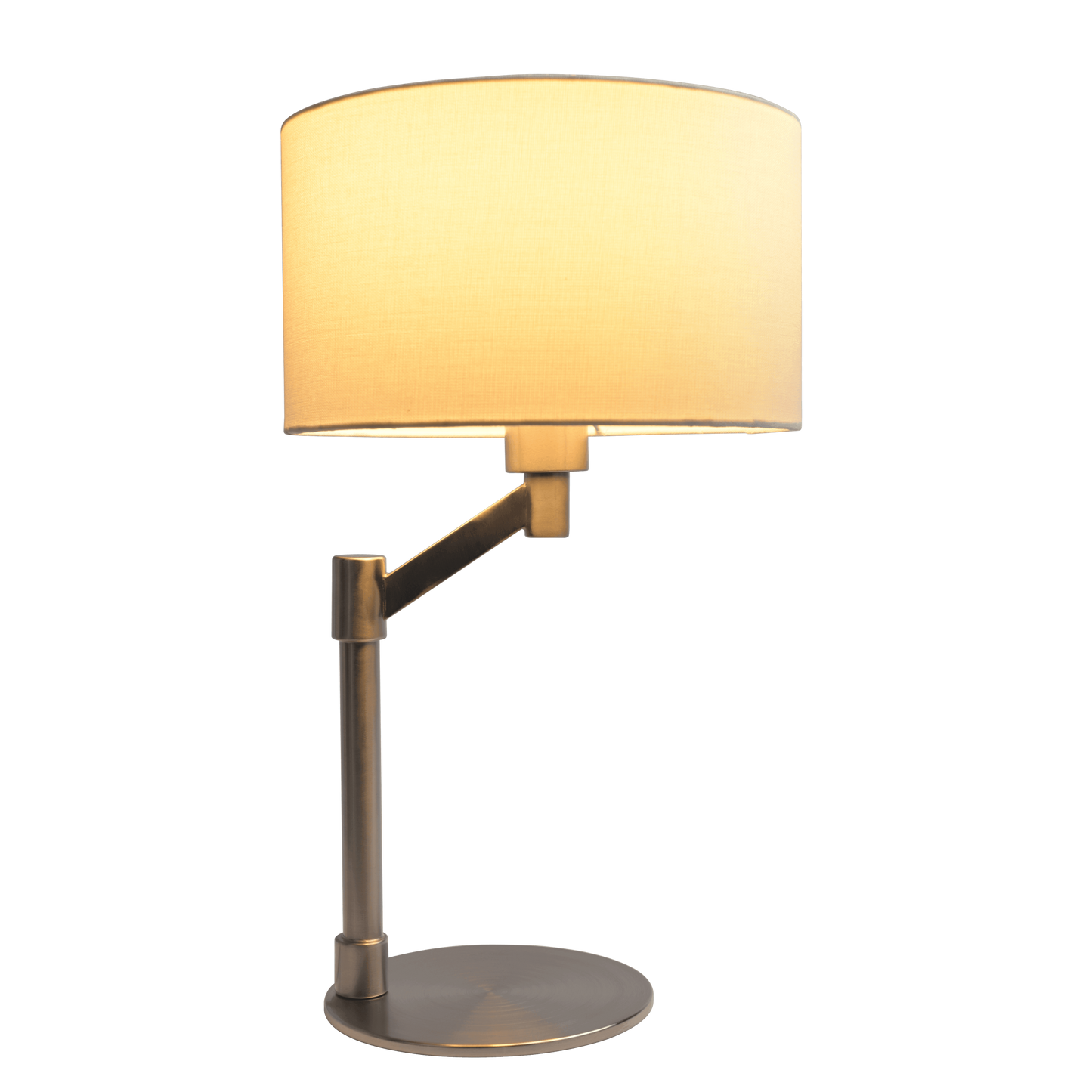 Modern Table Lamp with On/Off Switch, Curved Metal Base, Linen Shade, 11x11x19 in, 3 lb - Brushed Nickel