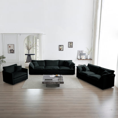 3-Piece Modular Sectional Sofa Set for Living Room with Seats, Loveseat and Single, Black Chenille