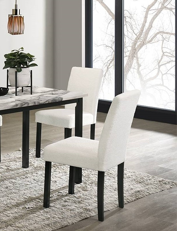 Modern 5-Piece Dining Set Chairs Faux Marble Table White
