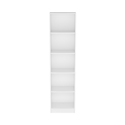 Vinton XS Compact White Bookcase with Five Shelves