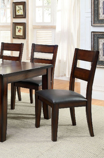 Solid Wood Dining Chairs Set of 2, Transitional, Padded Leatherette, Ladder Back, 19.25W x 39.25H, Dark Cherry