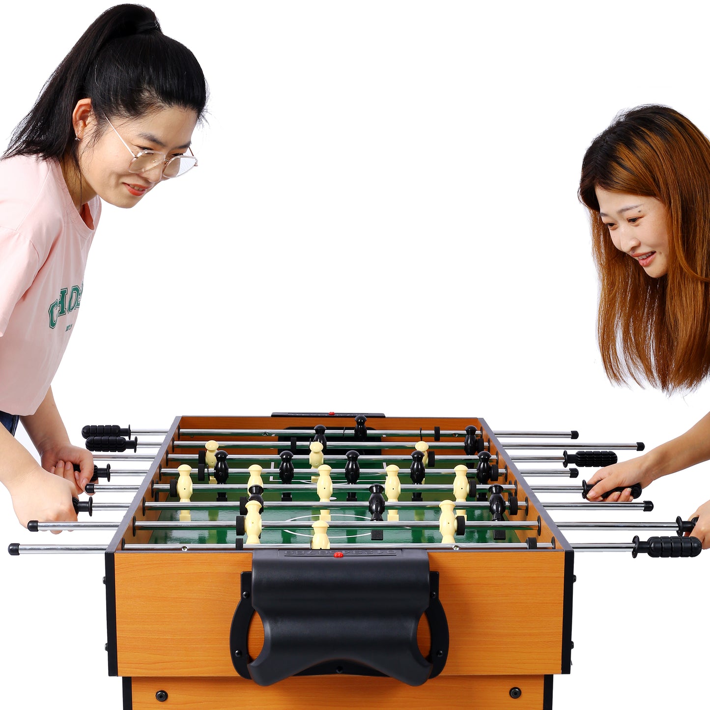 5-in-1 Game Table: Billiards, Ping Pong, Foosball, Basketball, Push Hockey; 43x24x32 in MDF+Steel Brown/Red