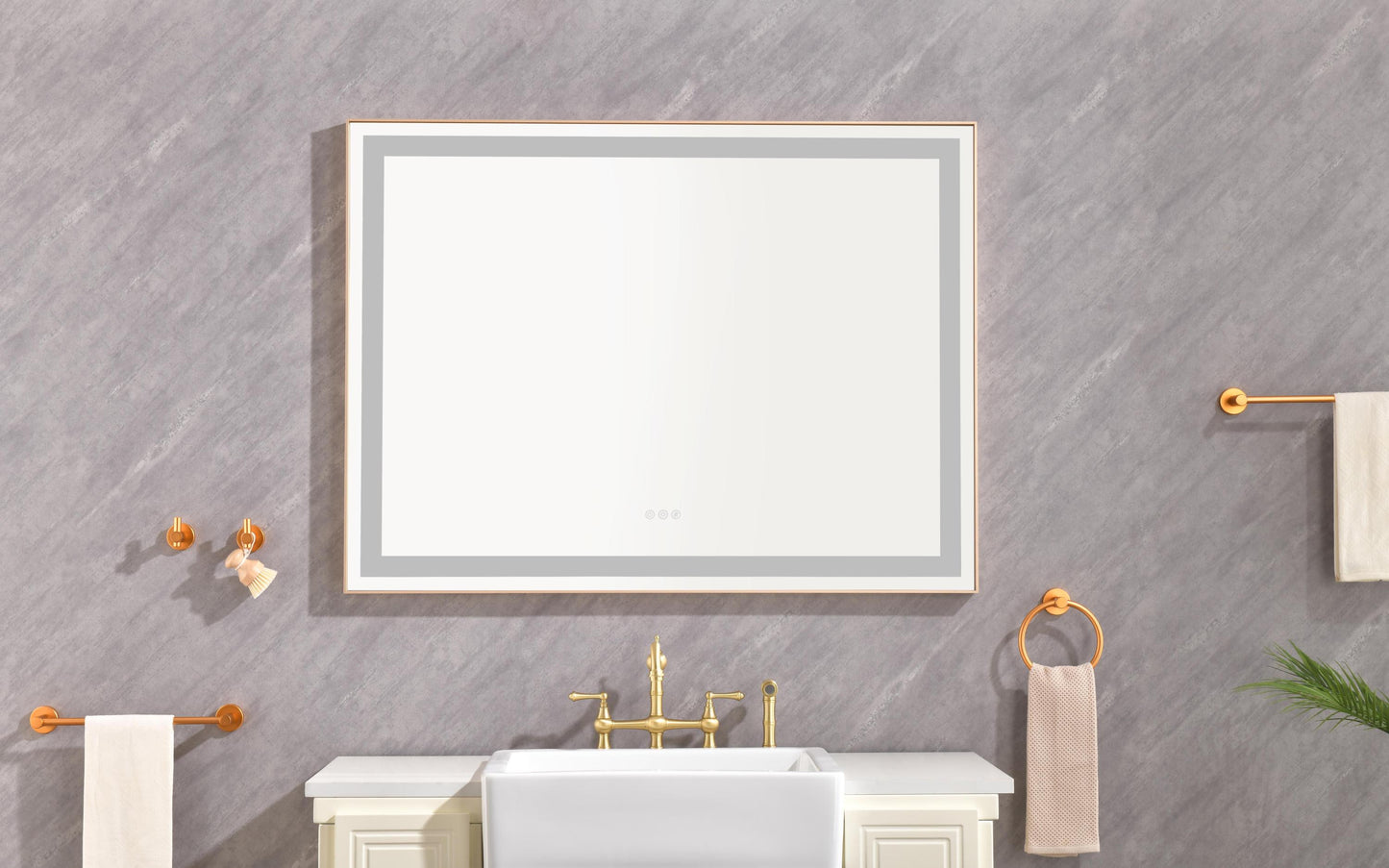 Large 48x36 Illuminated Bathroom Mirror with Dual Control Anti-Fog Feature