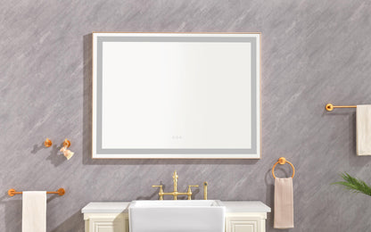Large 48x36 Illuminated Bathroom Mirror with Dual Control Anti-Fog Feature