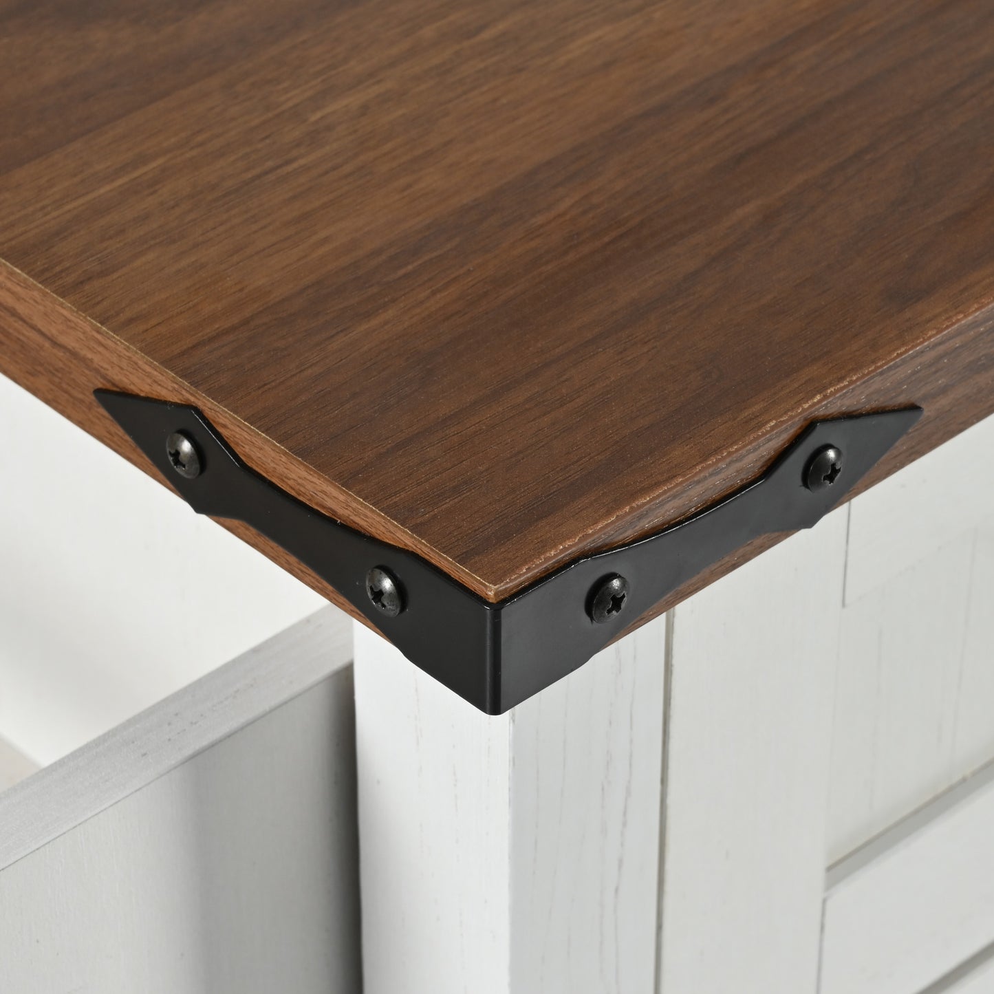 Farmhouse Rolling Kitchen Island with Power Outlet, Drop Leaf, Spice Rack, and Storage Drawers - 53.5'' White Cart for Kitchen and Dining Room