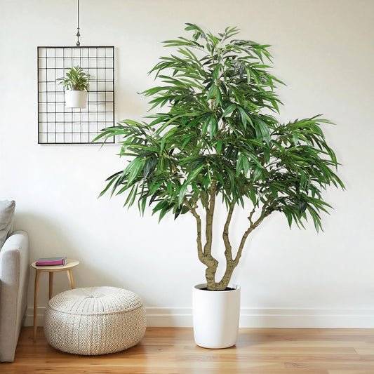 7 ft Artificial Willow Tree for Indoor Decor, Faux Silk Greenery for Home or Office, 1pc Green