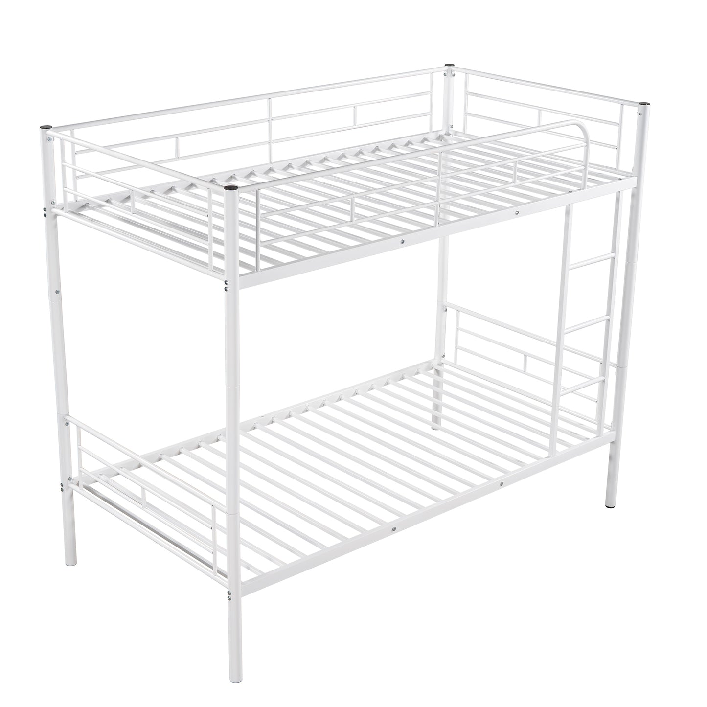 Stylish White Twin Over Twin Metal Bunk Bed for Space-Saving Solutions