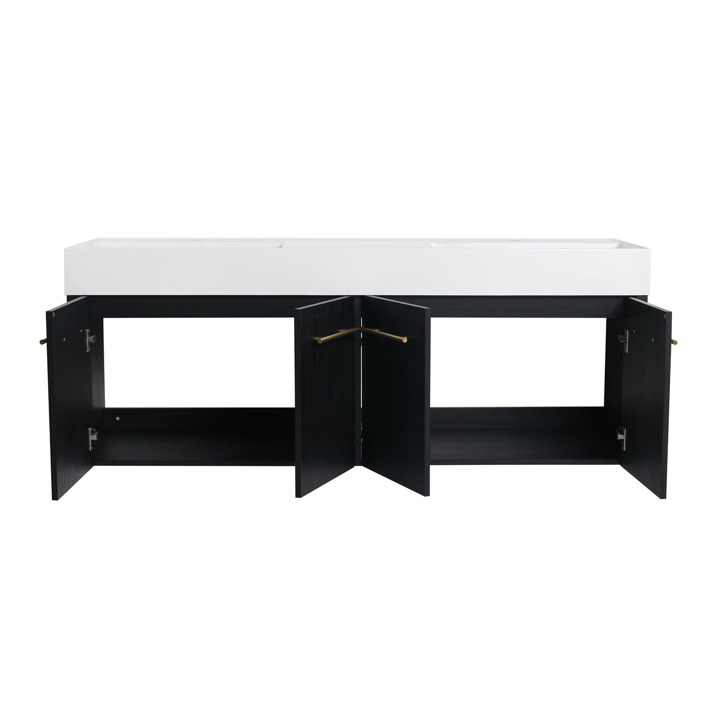 60-Inch Modern Wall-Mounted Bathroom Vanity with Double Resin Sink and Ample Storage