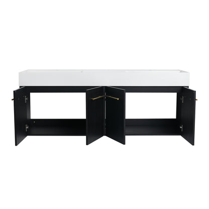 60-Inch Modern Wall-Mounted Bathroom Vanity with Double Resin Sink and Ample Storage