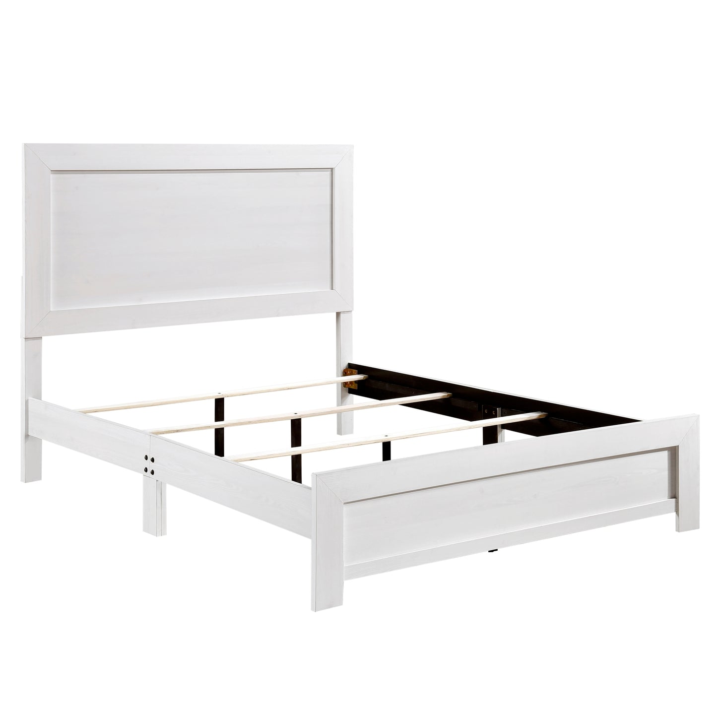 Modern White Queen Panel Bed with Rustic Charm - Bed in a Box