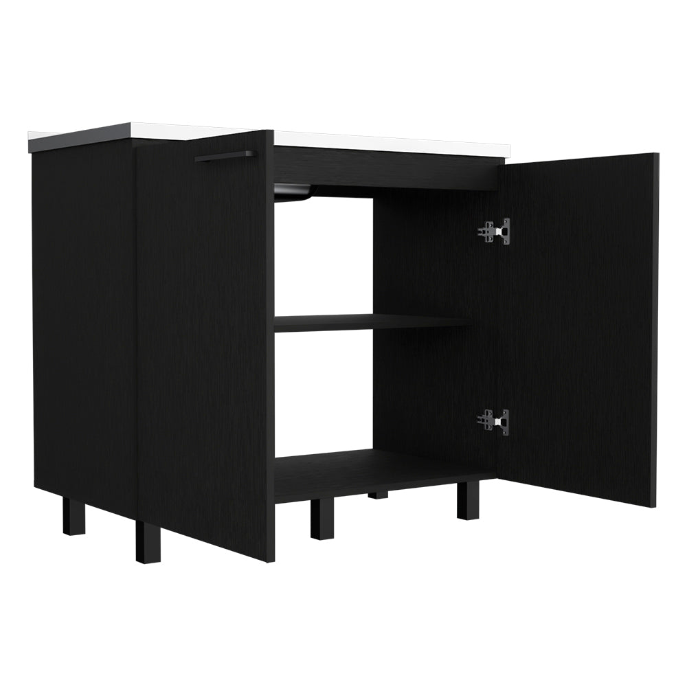 Black Utility Sink Storage Cabinet for Kitchen - Burwood Design