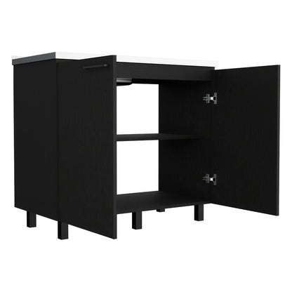 Black Utility Sink Storage Cabinet for Kitchen - Burwood Design