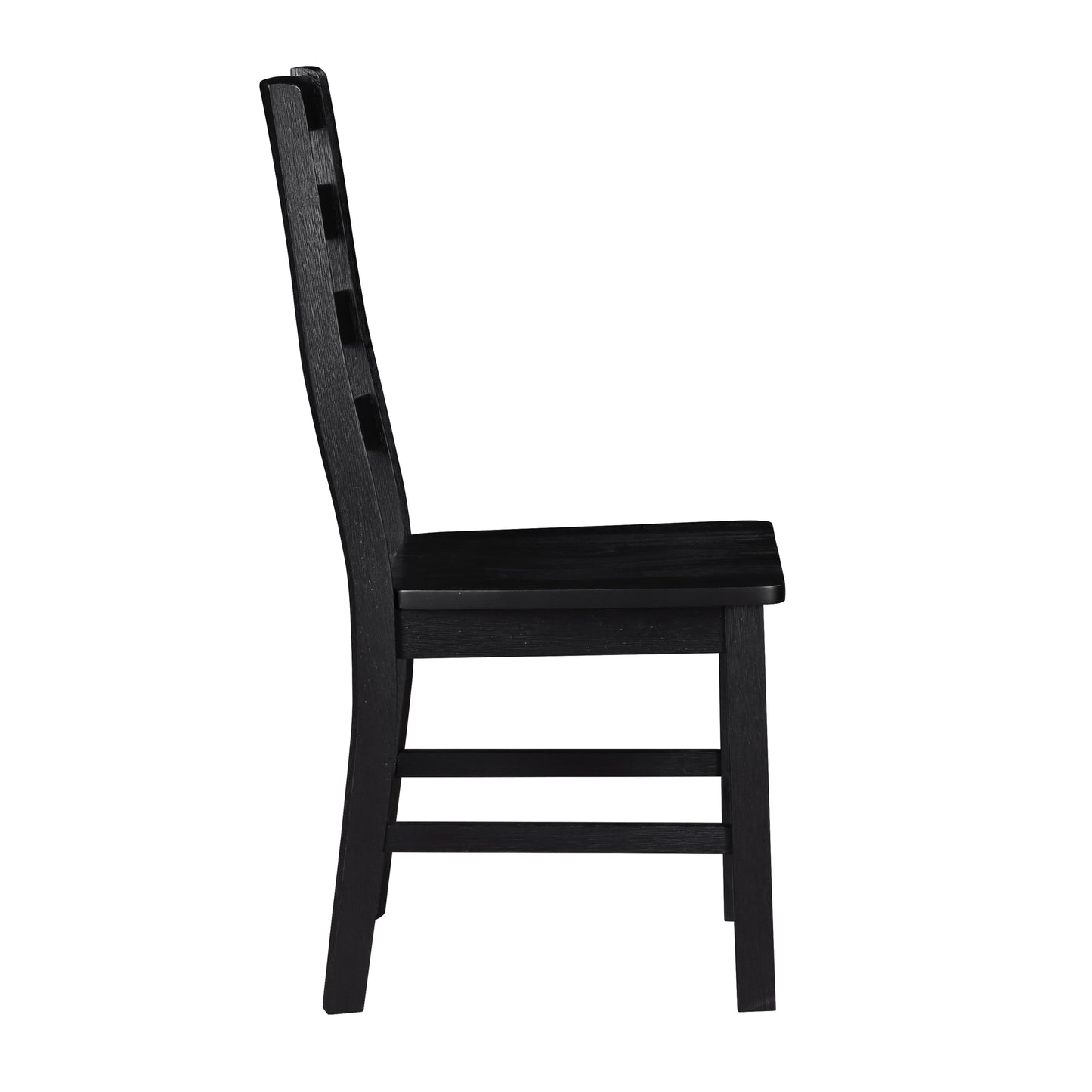 Set of 2 Dining Side Chairs, 18W x 21.5D x 38.5H, Oak Veneer Wood, Casual Farmhouse Style, Black Finish