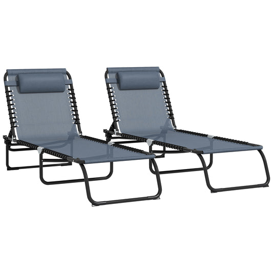 Foldable Chaise Lounge Chair For Poolside Patio Beach With 4-Position Recline Mesh Seat 77.5 Steel Gray