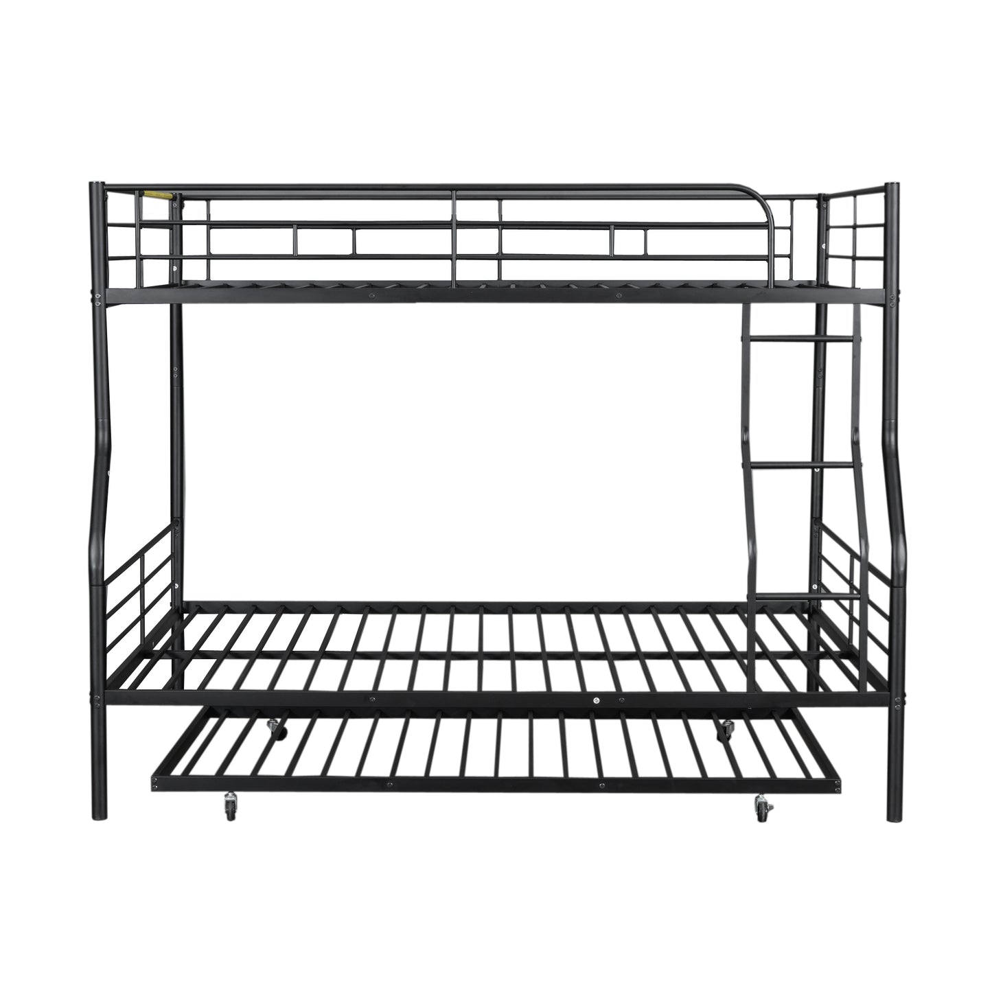 Stylish Black Full XL Over Queen Metal Bunk Bed with Trundle for Optimal Space Utilization