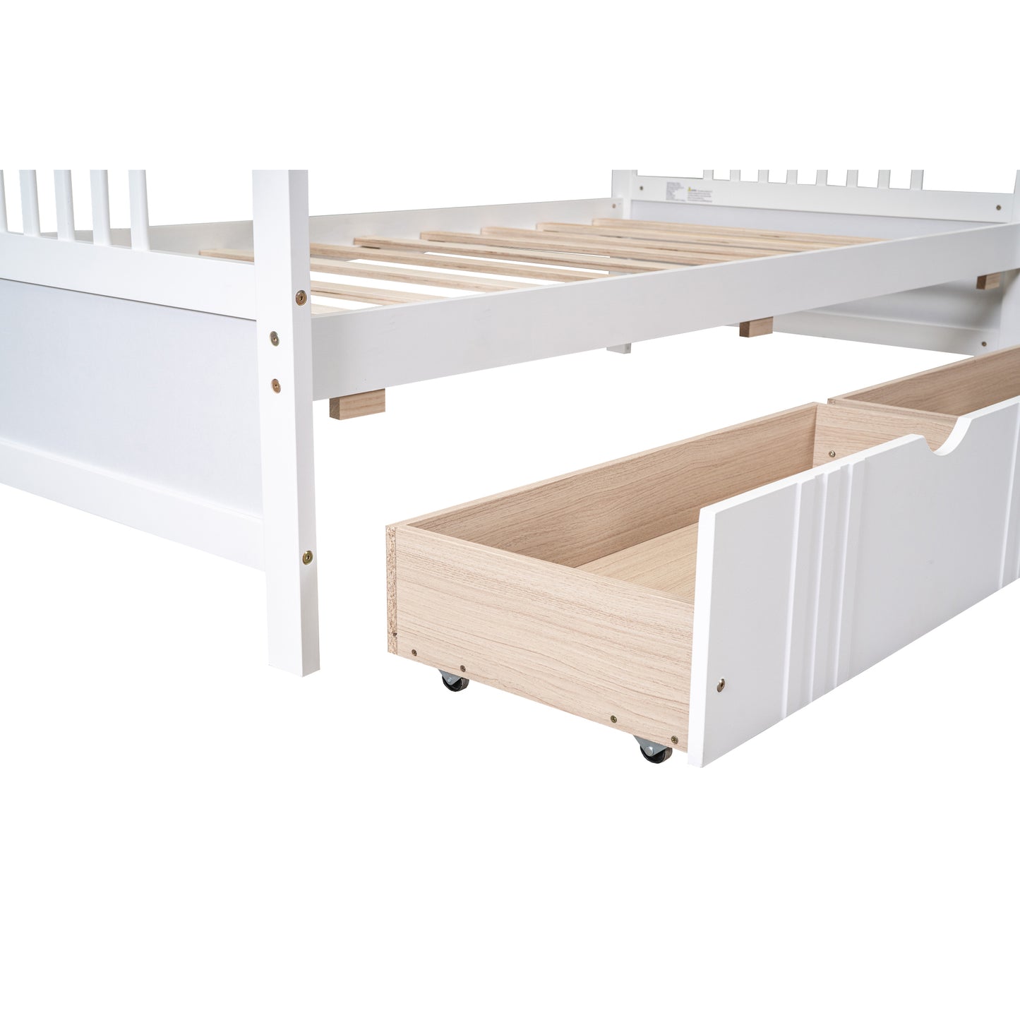 White Twin Size Wood Daybed with Dual Storage Drawers