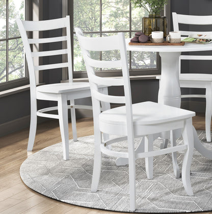 Dining Table 4 Ladder Back Chairs 5 Piece White Finish