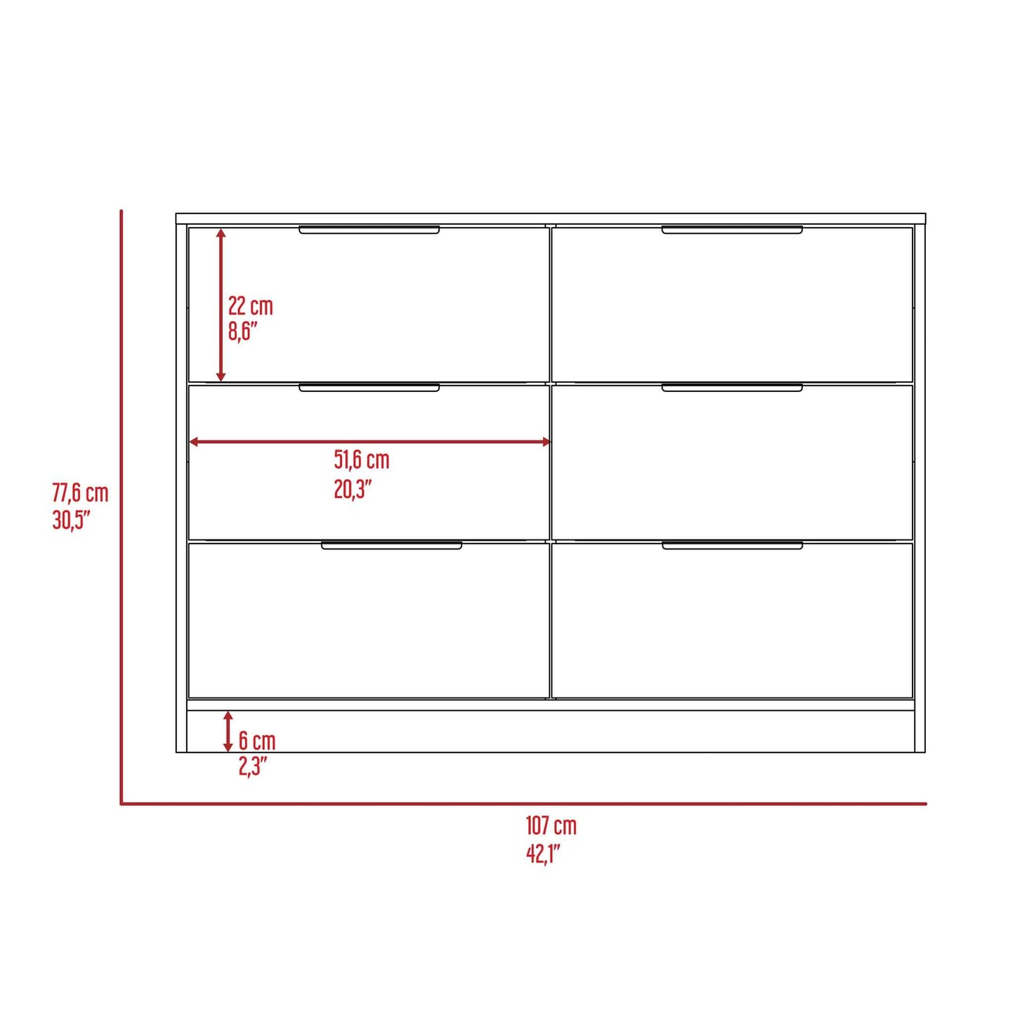 Longhill Modern 6-Drawer Dresser in Black Wengue and Pine