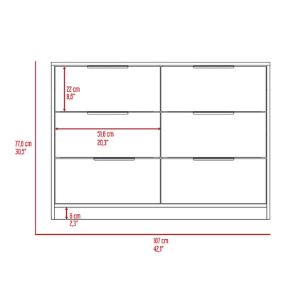 Longhill Modern 6-Drawer Dresser in Black Wengue and Pine