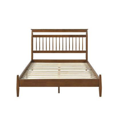 Elegant Chestnut-Finished Queen Platform Bed with Transitional Design – Bedroom Furniture in a Box